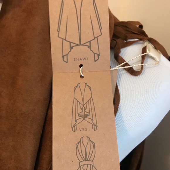 Fringe suede like cape / shawl / kimono / Vest - Picture 6 of 6